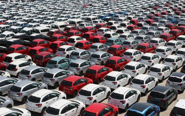 Colorful parked cars